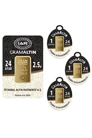 Tuğrul Kuyumculuk 5,5 Gram (2,5+1+1+1) Külçe Gram Altın Iar 24 Ayar 