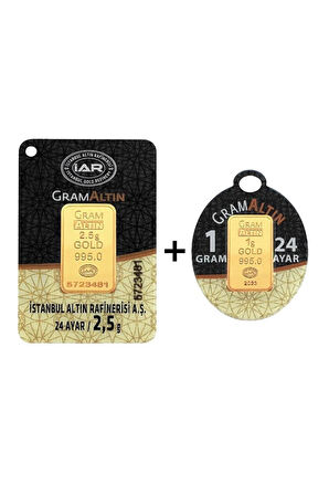 3,5 Gram (2,5+1) Külçe Gram Altın IAR 24 Ayar 