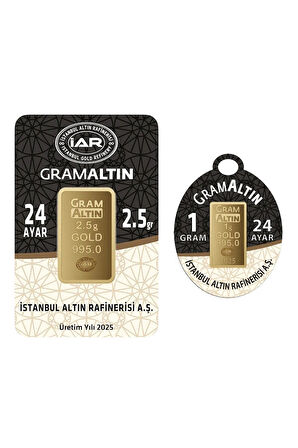 3,5 Gram (2,5+1) Külçe Gram Altın IAR 24 Ayar 