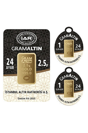 4,5 Gram (2,5+2) Külçe Gram Altın IAR 24 Ayar 