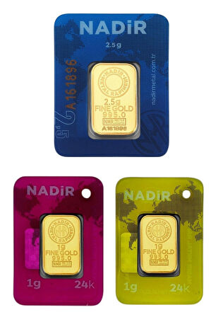 Tuğrul Kuyumculuk 4,5 Gram (2,5+2) Külçe Gram Altın IAR 24 Ayar 