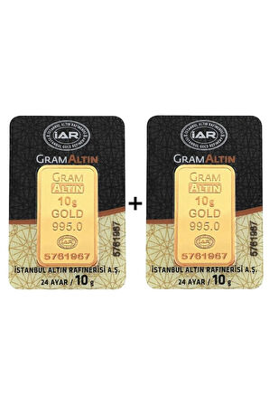 20 Gram (10Gram+10Gram) Külçe Gram Altın IAR 24 Ayar 