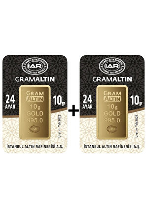 20 Gram (10Gram+10Gram) Külçe Gram Altın IAR 24 Ayar 