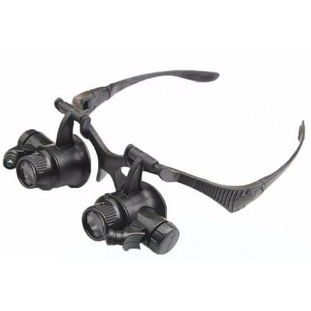 Gözlük Modeli 10X 15X 20X 25X Lens 2 Led Işıklı Büyüteç 9892G
