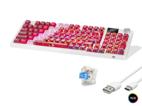 Kablosuz Mekanik Klye Rgb Blue Switch 95 Tuş - Kırmızı Beyaz MF1705R