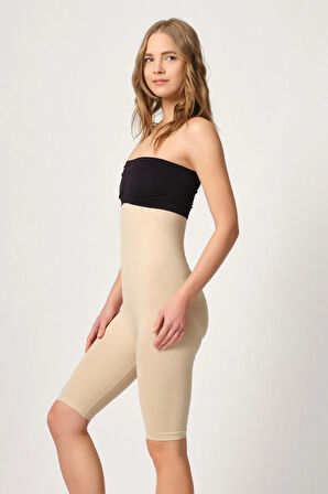 Kadın  Beyaz Uzun Paça Dikişsiz Boxer Korse