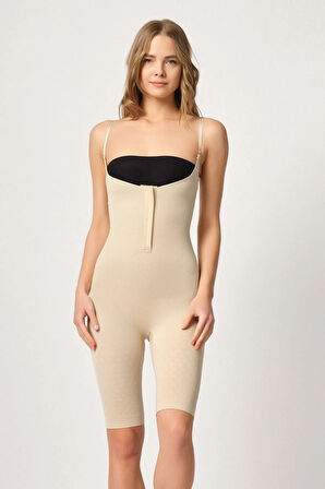 Kadın Ten Rengi Önden Agraflı Dikişsiz Paçalı Korse