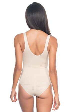 Kadın Bej Dikişsiz Kalın Askılı Slip Korse