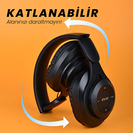 TechnoGuru Ayarlanabilir ve Katlanabilir Kulak Üstü M6 Plus Bluetooth Kulaklık Mor