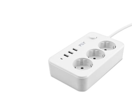 Termal Akım Korumalı Uzatma Kablosu 3 Priz + 3X Usb 2.1A Anahtarlı 2 M - Beyaz 3406-01