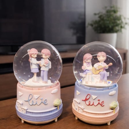 Orta Boy Mutlu Romantik Çiftler Kar Küresi
