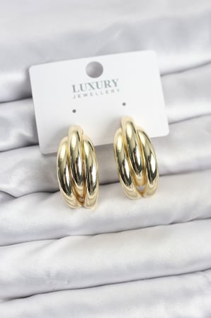 Gold Renk Pirinç Yarım Halka Model Kadın Küpe TJ-BKP11602