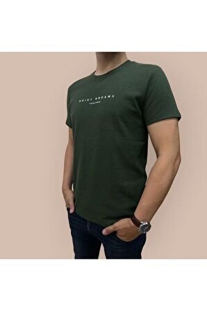 Erkek Regular Yeşil Baskılı T-Shirt