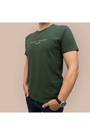 Erkek Regular Yeşil Baskılı T-Shirt