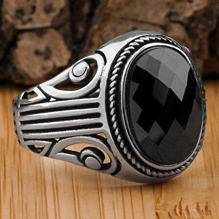 Siyah Zirkon Taşlı 925 Ayar Gümüş Yüzük 