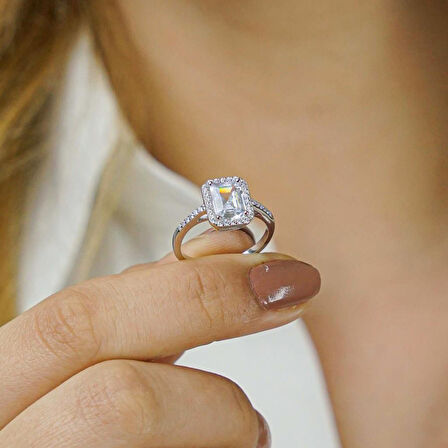 Baget Taşlı 925 Ayar Gümüş Kadın Yüzük 