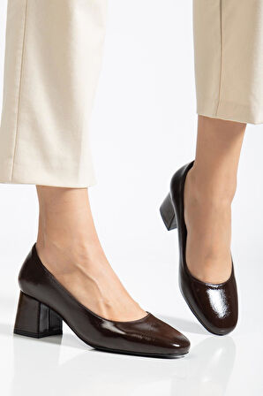 Suins Thalin Model Kadın Siyah Kahve Orta Topuklu Ayakkabı