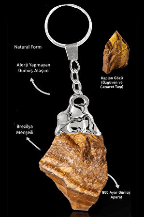 Sertifikalı Ham İşlenmemiş Kaplan Gözü Taşı Doğal Taş Anahtarlık
