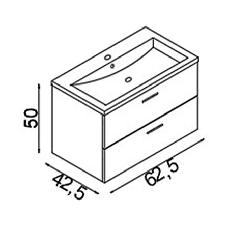 Teta Home Batum 65 cm MDF Banyo Lavabolu Alt Dolap