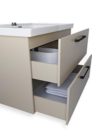 Teta Home Batum 80cm Bej MDF Banyo Lavabolu Alt Dolap