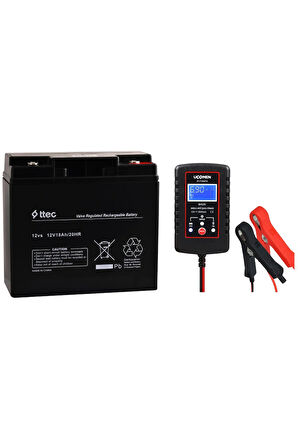 12V 18AH AKÜ VE 2 AMPER LCD EKRAN ŞARJ ALETİ