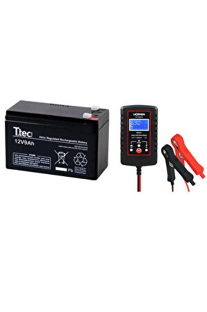 PİLSAN AKÜLÜ ÇOCUK ARABASI İÇİN 12V 9AH AKÜ VE 2 AMPER LCD EKRANLI ŞARJ CİHAZI