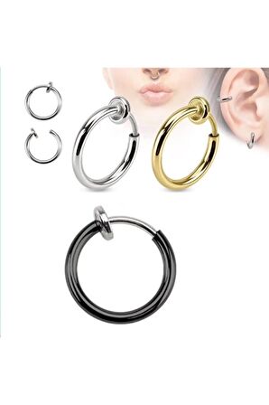 4 Adet Unisex Cerrahi Çelik Deliksiz Sıkıştırmalı Fake Piercing Tragus Helix Küpe Set