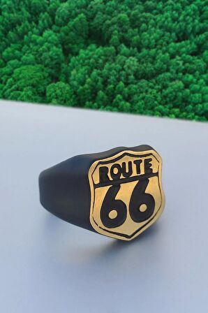 Route 66 Amblemi Ayarlanabilir Gümüş Kaplama Yüzük