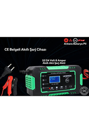 12V 24A ELEKTRİKLİ BİSİKLET AKÜSÜ 6 AMPER AKILLI ŞARJ ALETİ LCD GÖSTERGELİ