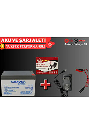 ELEKTRİKLİ BİSİKLET İÇİN 12V 14AH JEL AKÜ VE 3 AMPER ŞARJ CİHAZI