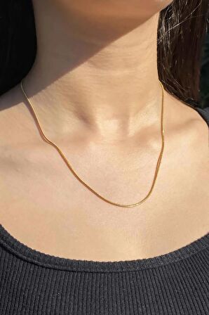 Unisex Paslanmaz Çelik Gold Zincir İnce İtalyan Kolye 60cm