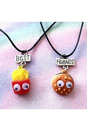 Hamburger Patates Kızartması Arkadaşlık Best Friends Kolyesi