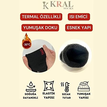 Thermo Özellikli 2X Korumalı (3 Çift) Siyah Renk Termal Erkek Kışlık Havlu Patik Çorap