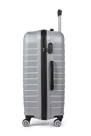 Gri Valiz Seti  %100 Abs 3'lü Set(KABİN-ORTA-BÜYÜK BOY)