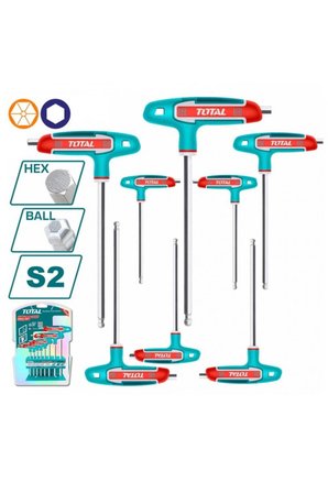 TOTAL THHW80826 2-10mm T Saplı Top Başlı Alyan Seti 8 Parça