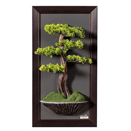 Thuja Tablaeu - 13 - Mdf Plaka Üzerinde Çerçeveli 3 Boyutlu Yapay Ağaç Tablosu 35x65 Cm