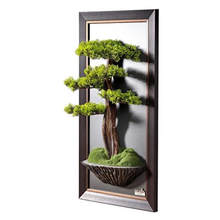 Thuja Tablaeu - 13 - Mdf Plaka Üzerinde Çerçeveli 3 Boyutlu Yapay Ağaç Tablosu 35x65 Cm