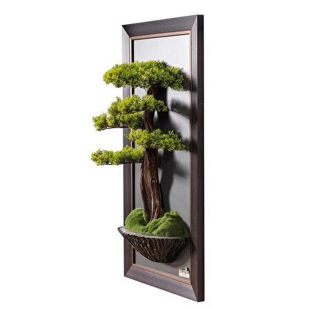 Thuja Tablaeu - 13 - Mdf Plaka Üzerinde Çerçeveli 3 Boyutlu Yapay Ağaç Tablosu 35x65 Cm