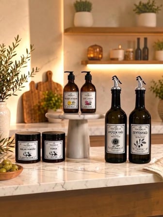3 lü Set 6 Parça Cam 2li 750ml Yağdanlık Cam Amber 300ml 2li sıvı Sabunluk 2li Amber Pamukluk Yağlık