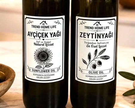Suya Dayanıklı Ayçiçekyağı, Zeytin Yağı Etiketi Etiket