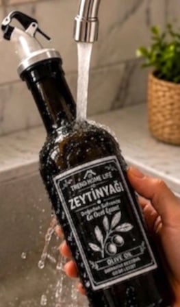 Stantsız Amber 2 li Cam 750 ml Yağdanlık Seti Zeytinyağı Ayçiçekyağı Şişesi Yağlık Yağdanlık