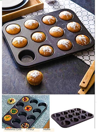 Muffin Kalıbı 12'li Kek Pasta Kurabiye Cupcake Lüx Muffin Kalıbı Kek Çörek Fırın Kapsülü Tepsisi