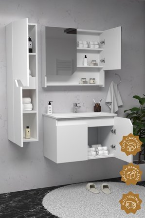 Teta Home Napoli 80 cm Mdf Banyo Dolabı Seti + Boy Dolabı