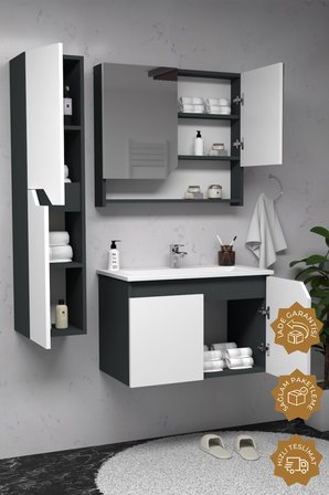 Teta Home Napoli 65 Cm Mdf Banyo Dolabı Seti + Boy Dolabı