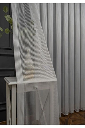 Thor Çizgili Kalın Burgu 2Kat Pileli Tül Perde