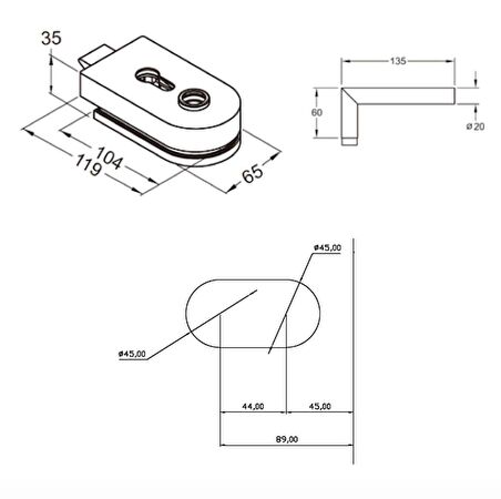 THOOR ROUND CAM KAPI KİLİDİ KISA (120 mm)