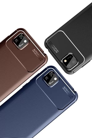 Newface Huawei Y5P Kılıf Auto Focus Karbon Kapak - Kahverengi