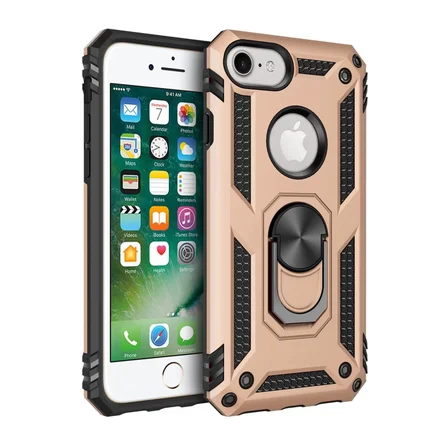Newface Apple iPhone 7 Kılıf Sofya Yüzüklü Silikon Kapak - Gold