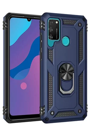 Newface Huawei Y6P Kılıf Sofya Yüzüklü Silikon Kapak - Lacivert