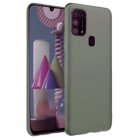 Newface Samsung Galaxy M31 Kılıf Nano içi Kadife Silikon - Koyu Yeşil